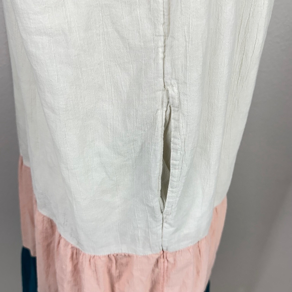 Old Navy All Day Maxi Swing Dress S Small Sleeveless Tasseled Colorblock Cottage - Picture 5 of 13